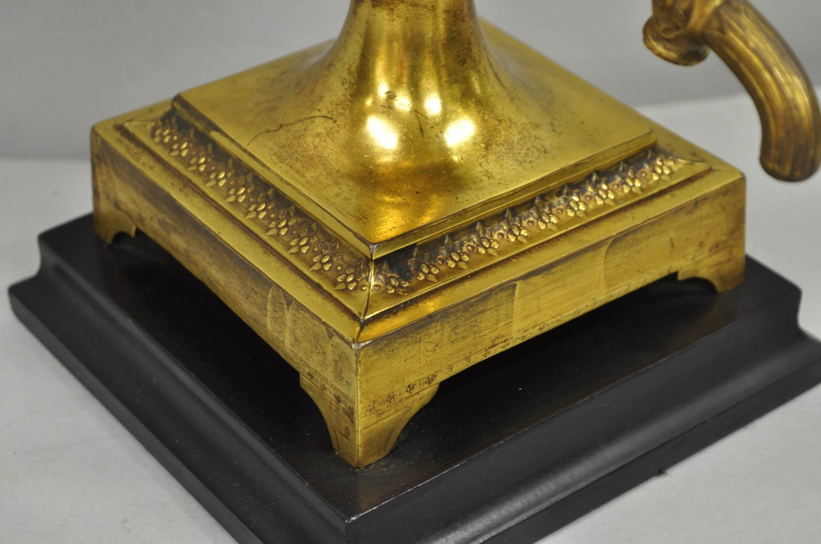 Antique French Empire Neoclassical Patinated Brass Large Samovar Urn Table Lamp