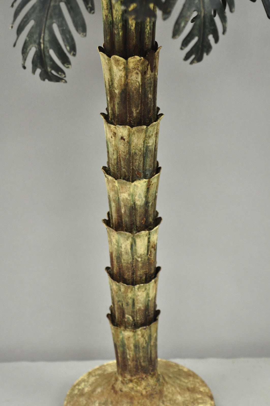 Vintage Italian Hollywood Regency Tole Metal Tropical Palm Tree Table Lamp