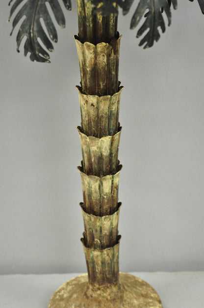 Vintage Italian Hollywood Regency Tole Metal Tropical Palm Tree Table Lamp