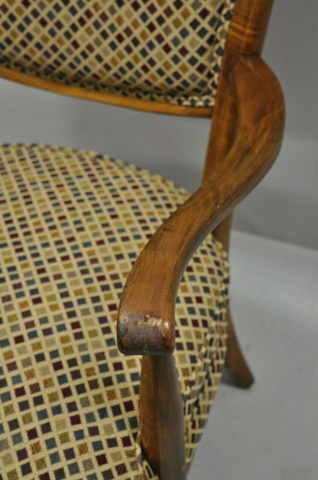 Vintage Edward Wormley Style Mid Century Modern High Back Maple Arm Chair