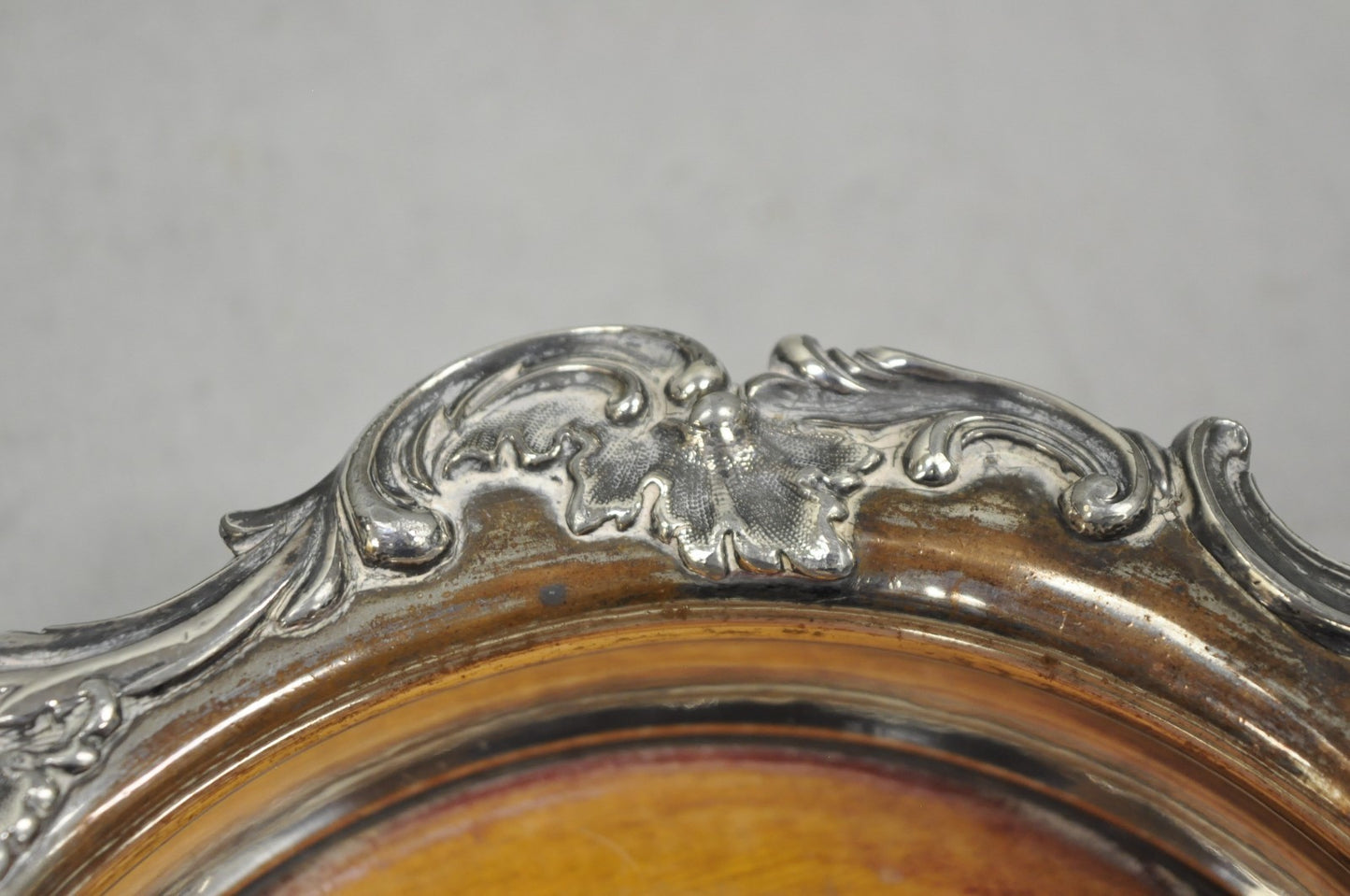 Antique English Victorian Silver Plated Floral Repousse Bar Wine Bottle Coaster