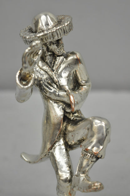 Vintage The Fiddler & Dancing Rabbi 925 Sterling Silver Over Copper Figures