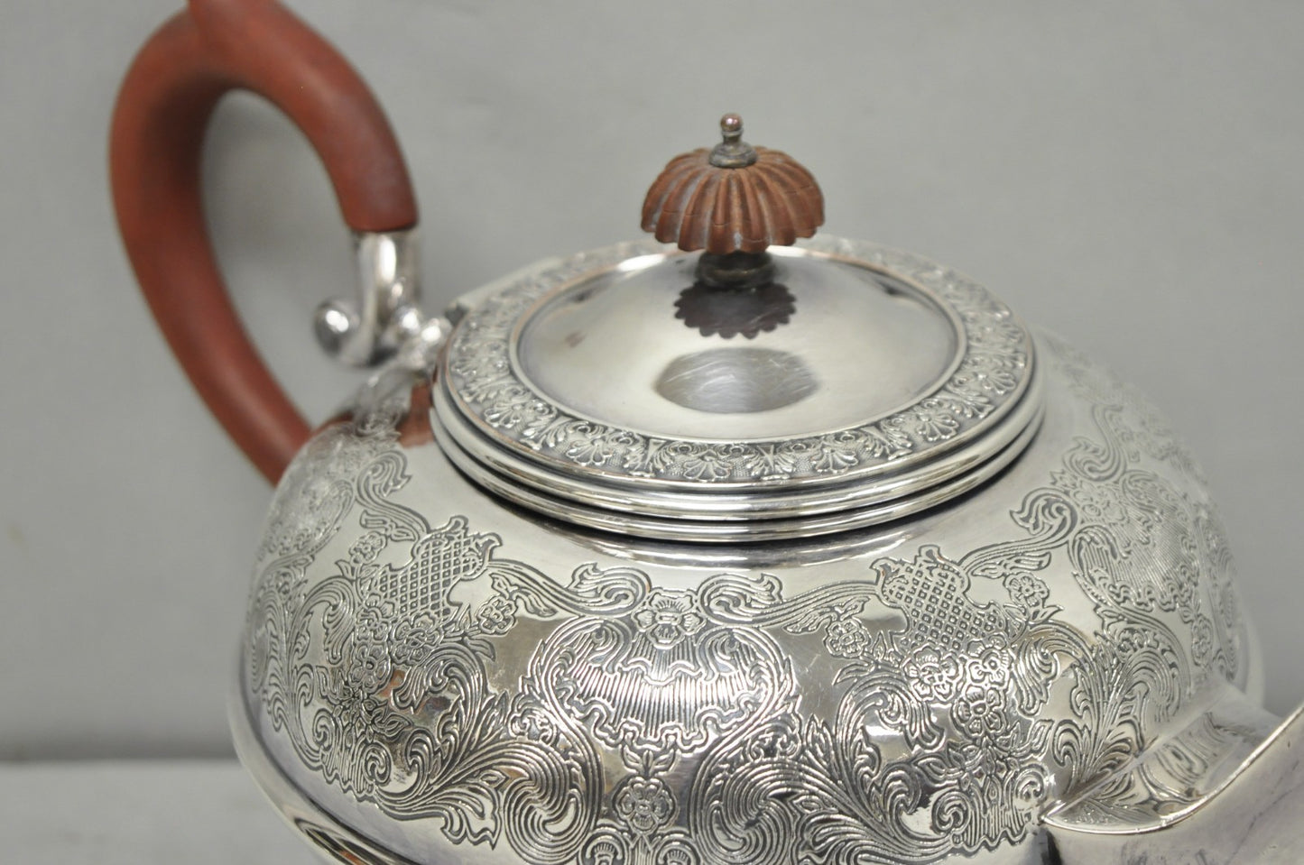Vintage Sheffield Acanthus Pattern Silver Plated Coffee Teapot Tea Kettle