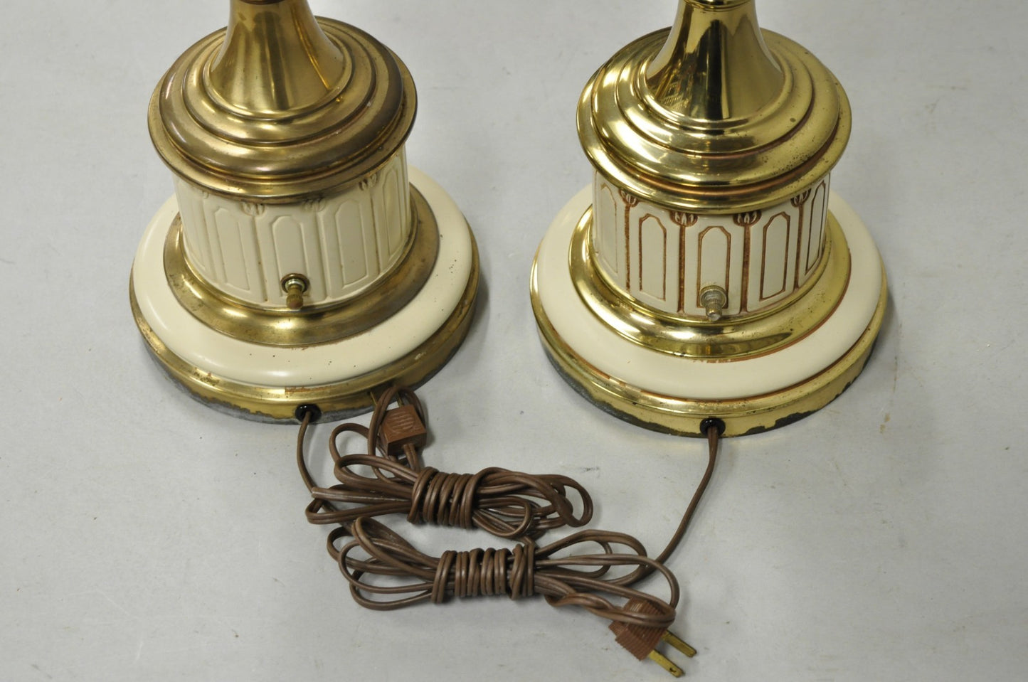 Vintage Stiffel Empire Neoclassical Style Urn Form Brass Table Lamps - a Pair