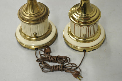 Vintage Stiffel Empire Neoclassical Style Urn Form Brass Table Lamps - a Pair