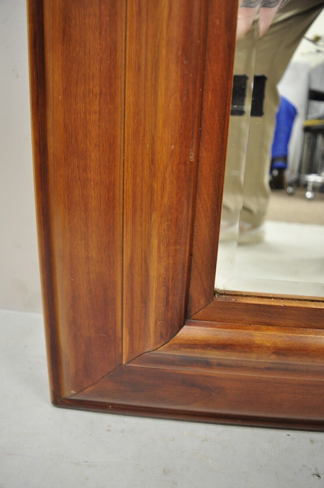 Large Cherry Wood Frame Beveled Glass 65" Standing Dressing Hall Mirror
