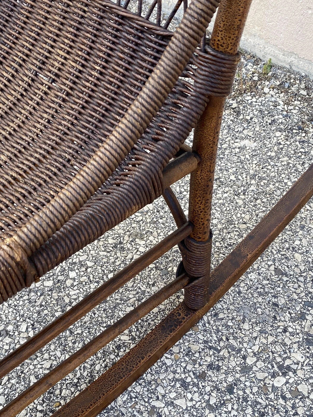 Antique Victorian Wicker and Rattan Wooden Small Rocking Chair Rocker