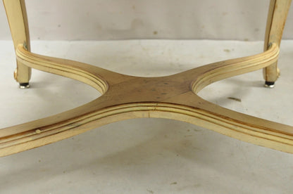 French Country Provincial Louis XV Style Upholstered Wingback Lounge Chairs Pair