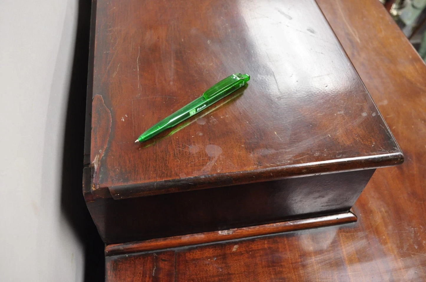 Antique American Empire Crotch Mahogany Step Back Tall Chest Dresser w/ Paw Feet