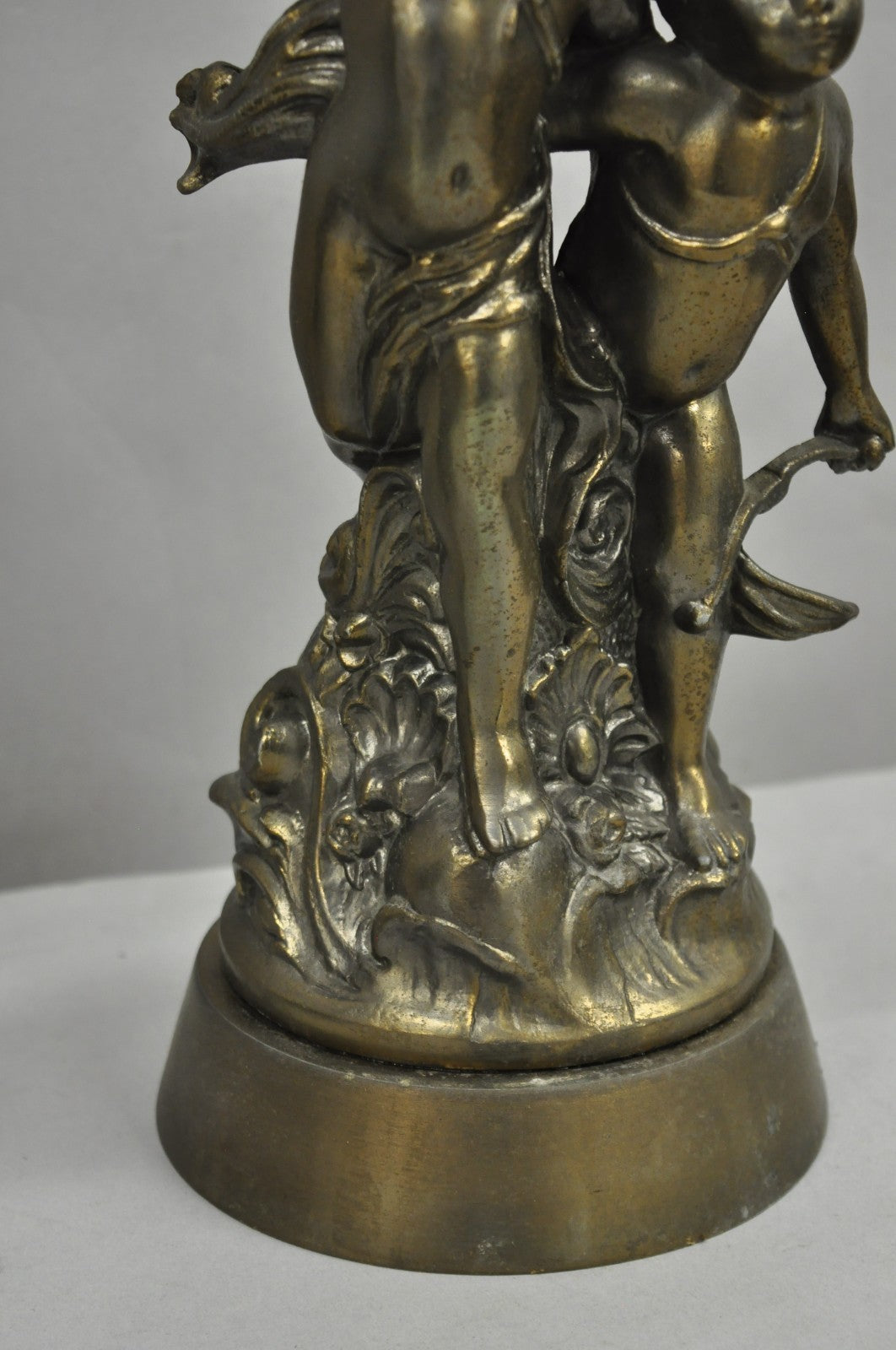 French Renaissance Figural Spelter Metal Cherub Candelabra Table Lamps - a Pair