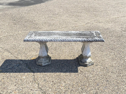 Vintage Classical Concrete Cement Double Baluster Pedestal Outdoor Garden Bench
