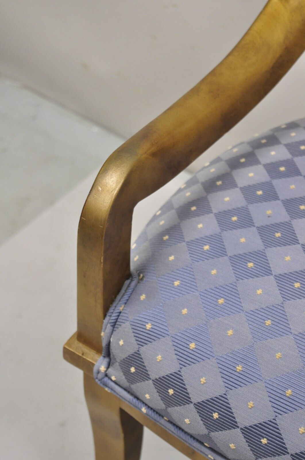 Vintage Italian Hollywood Regency Gold Gilt Wood Saber Leg Lounge Chairs - Pair