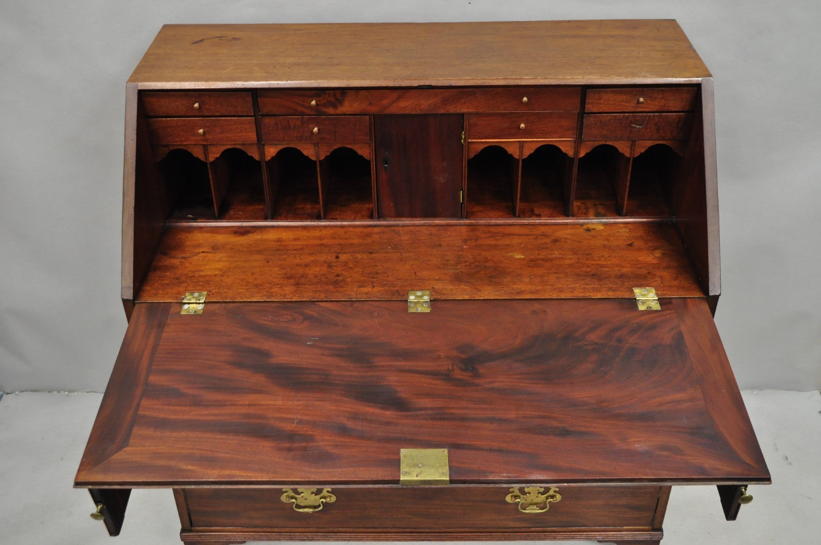 Antique 19th C. Chippendale George III Mahogany Slant Front Secretary Desk