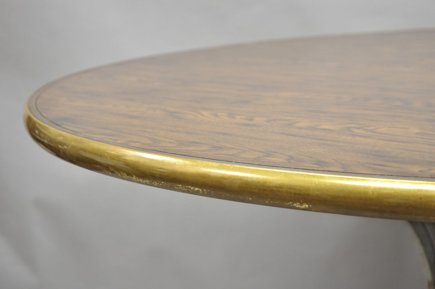Vintage French Pastry Scrolling Steel and Bronze Neoclassical Round Dining Table