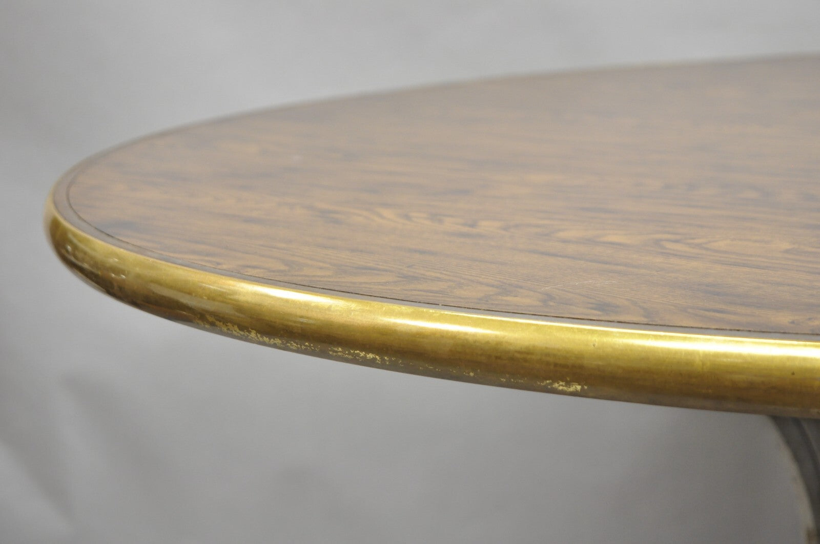 Vintage French Pastry Scrolling Steel and Bronze Neoclassical Round Dining Table
