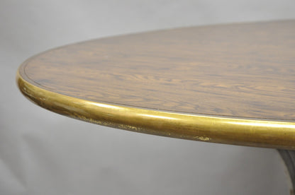 Vintage French Pastry Scrolling Steel and Bronze Neoclassical Round Dining Table