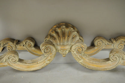 Antique French Louis XV Rococo Style Shell Carved 68" Marble Top Console Table