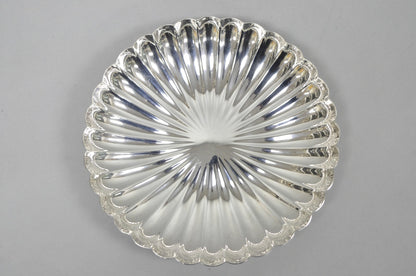 Antique Elkington English Regency 10.5" Round Scalloped Silver Plated Bowl Dish
