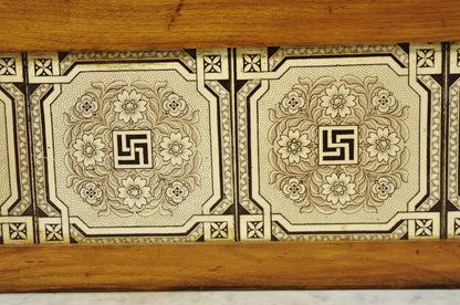 Antique Victorian Walnut Marble Top Washstand Good Luck Swastika Tile Backsplash