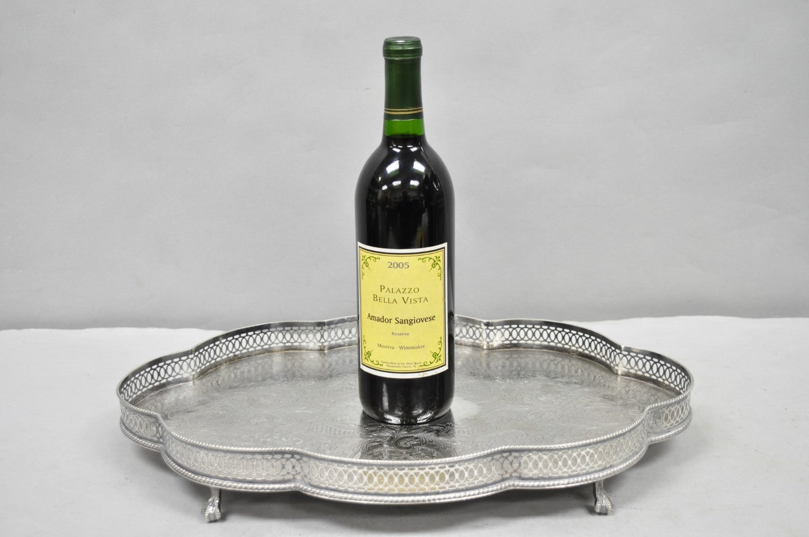 Sheffield England Chippendale Silver Plated Scalloped Serving Platter Bar Tray