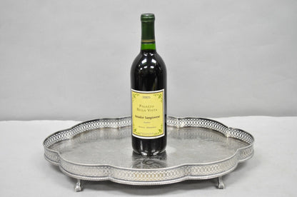 Sheffield England Chippendale Silver Plated Scalloped Serving Platter Bar Tray