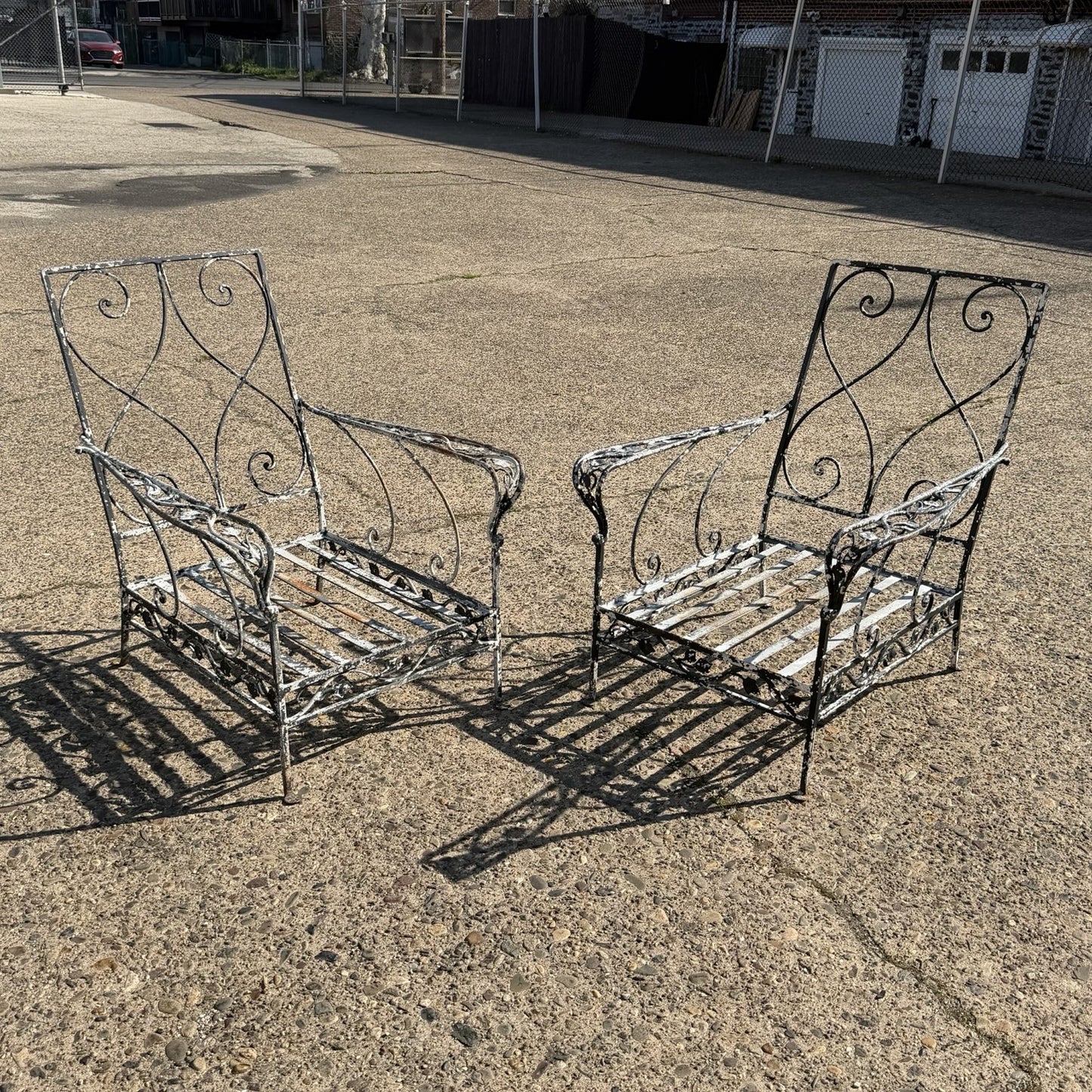 Vintage Florentine Craft Studio Salterini Style Wrought Iron Lounge Chairs, Pair