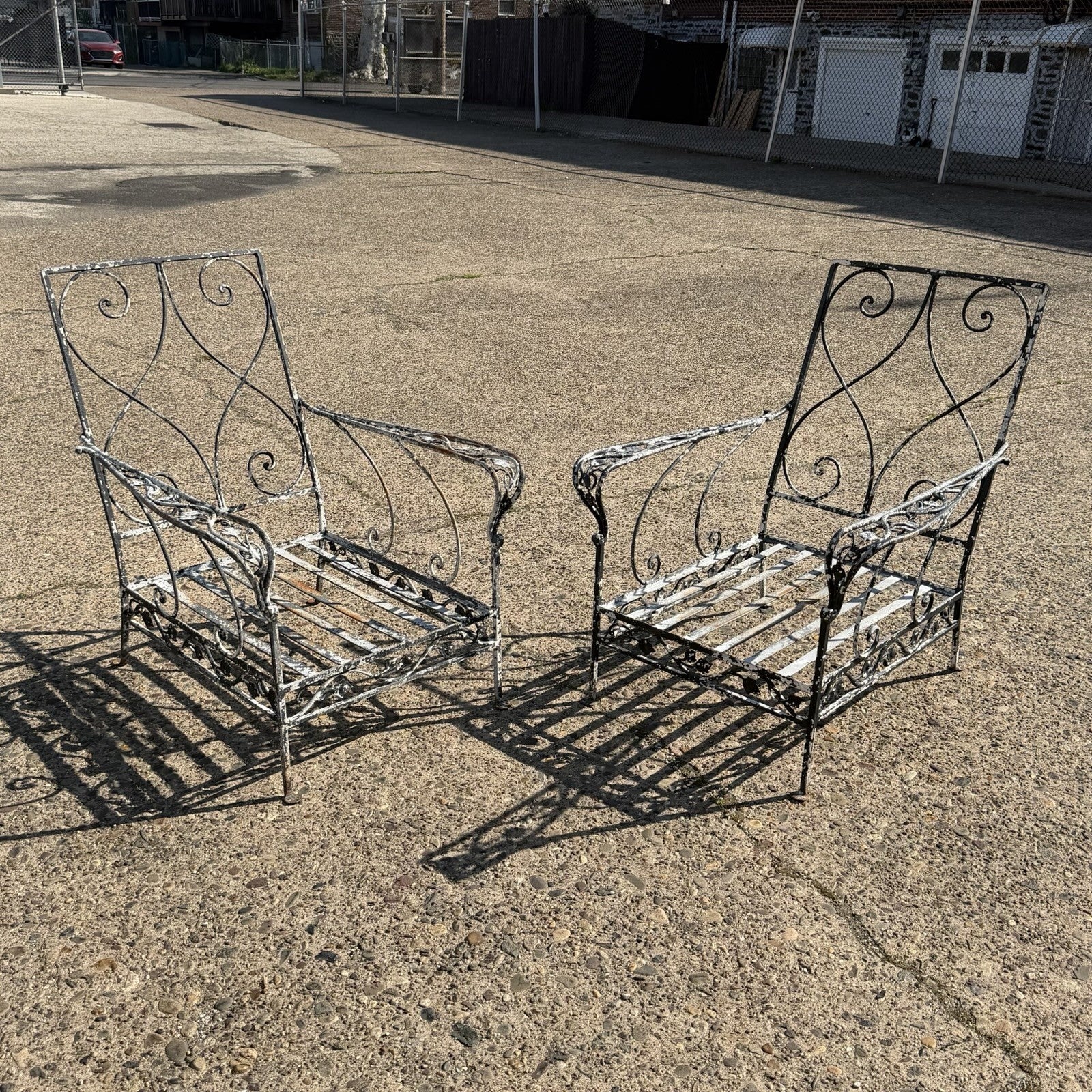 Vintage Florentine Craft Studio Salterini Style Wrought Iron Lounge Chairs, Pair