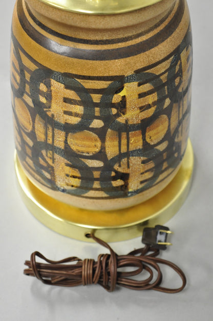 Vintage Mid Century Modern Lapid Pottery Israel Ceramic Vase Table Lamp