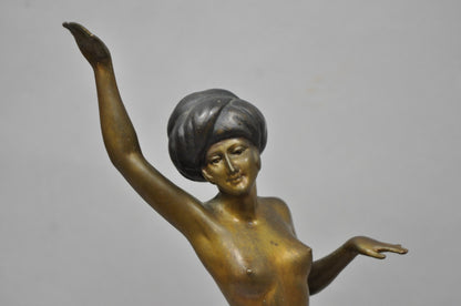 Vintage Reproduction French Art Deco Style Bronze Flapper Dancer Figure Statue
