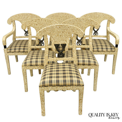 Enrique Garcel Tessellated Stone Inlay Regency Style Dining Chairs - Set of 6
