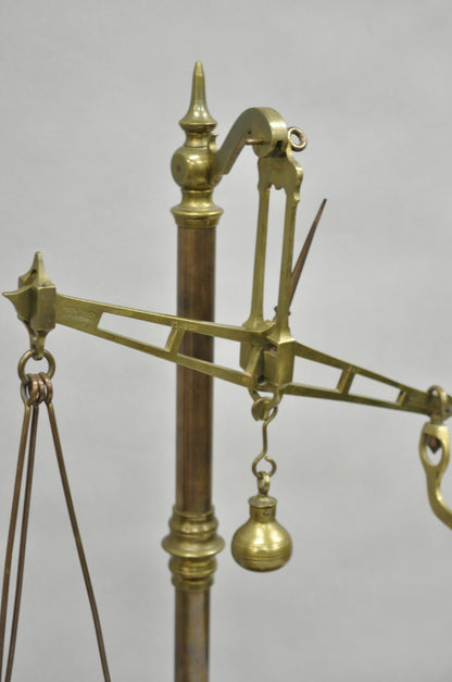 Antique W.& T. Avery English Victorian Brass & Mahogany Balance Beam Scale