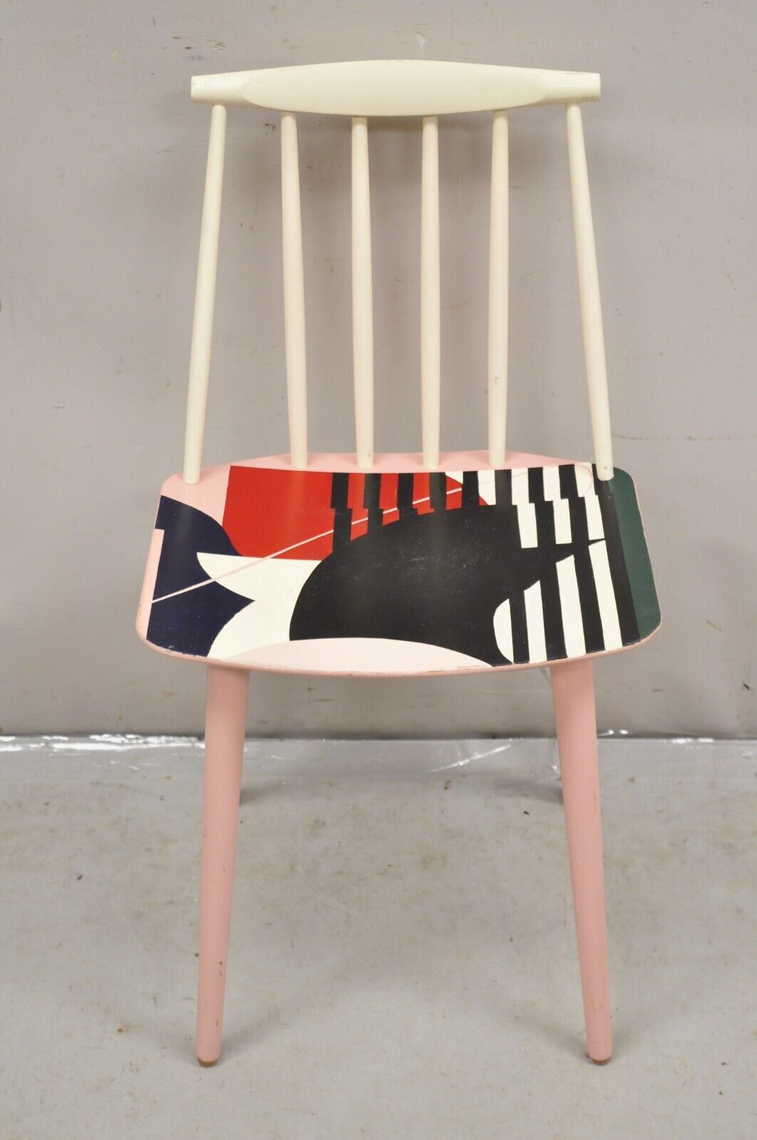 Folke Pålsson J77 Dining Side Chair Abstract Hand Painted Signed KMAC by HAY