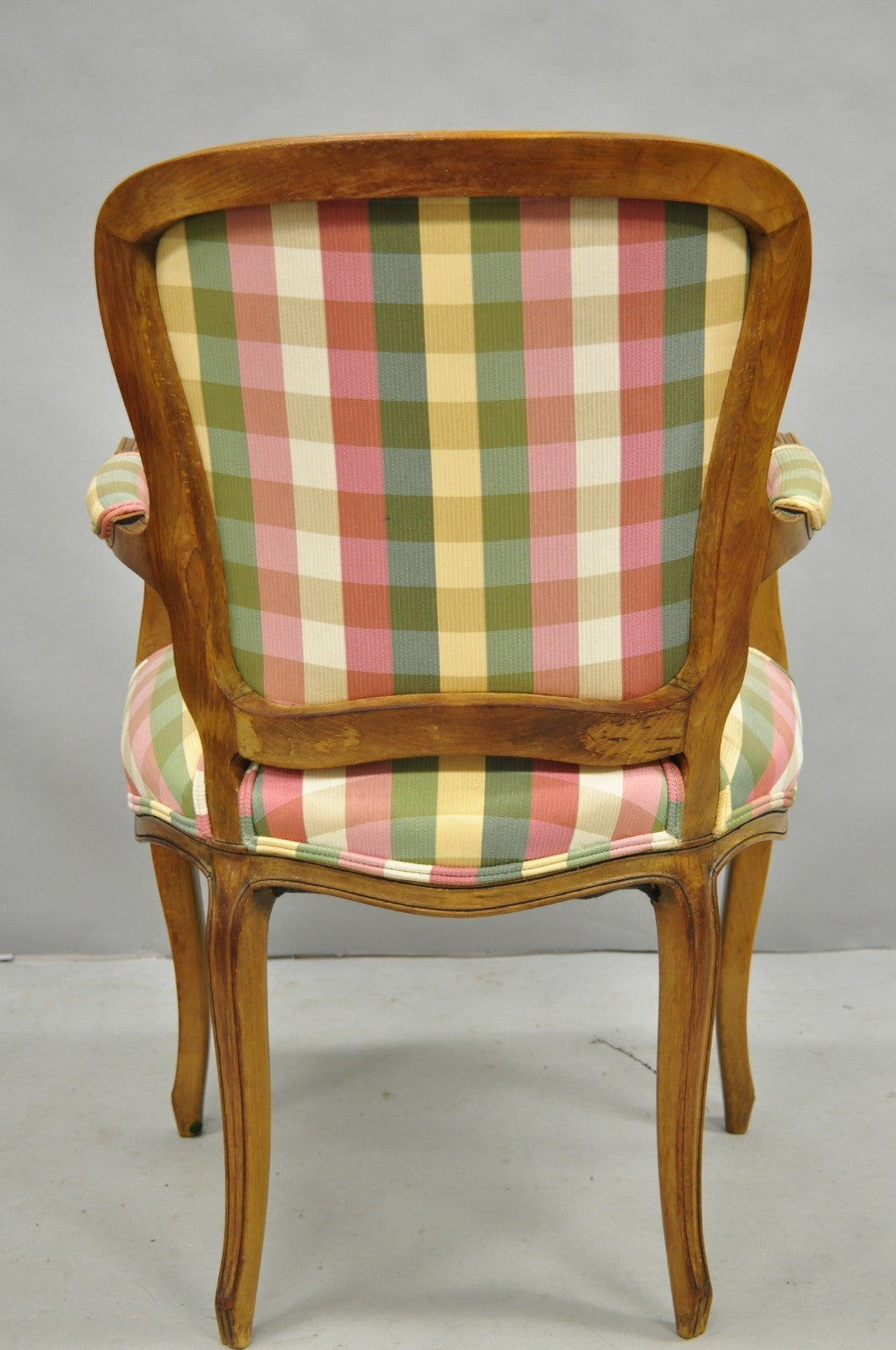 Vintage French Country Louis XV Style Plaid Arm Chair by Simon Loscertales Bona