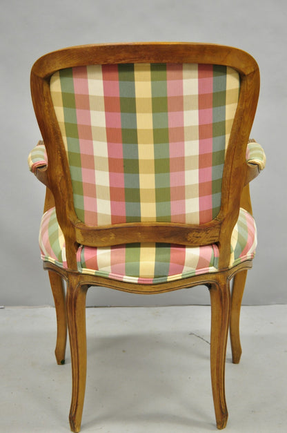 Vintage French Country Louis XV Style Plaid Arm Chair by Simon Loscertales Bona