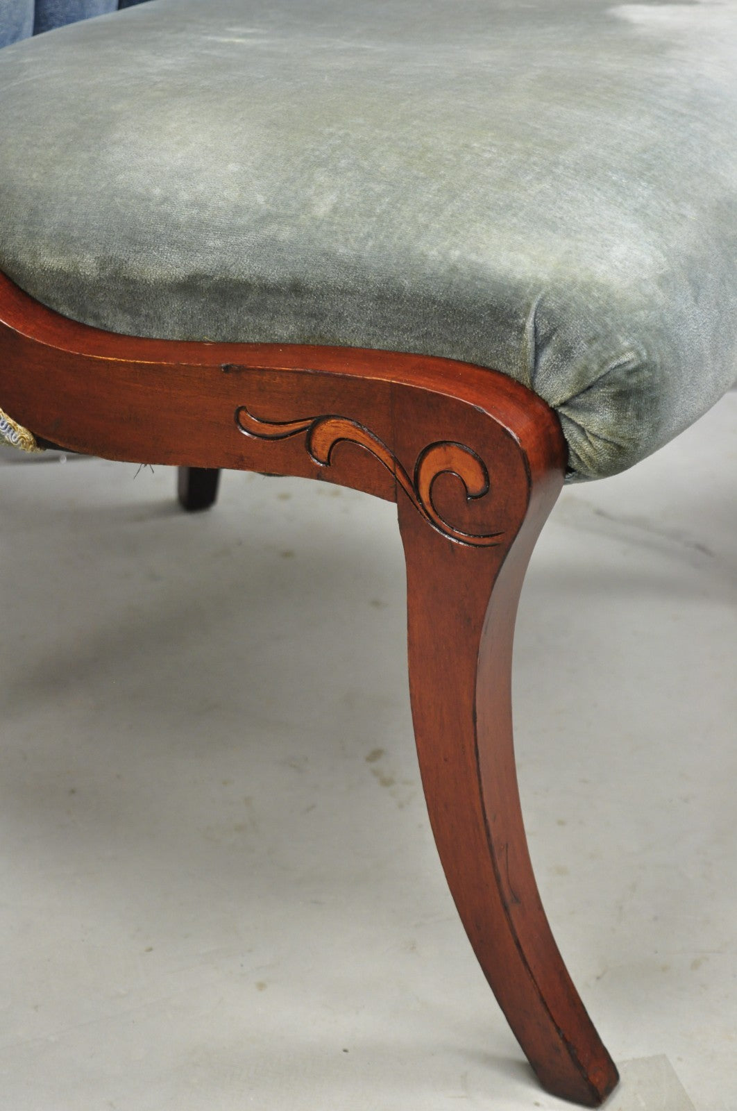 Vintage French Hollywood Regency Mahogany Saber Leg Parlor Lounge Chair - a Pair