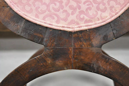 Antique Italian Renaissance Carved Walnut Northwind Face Curule Side Chair
