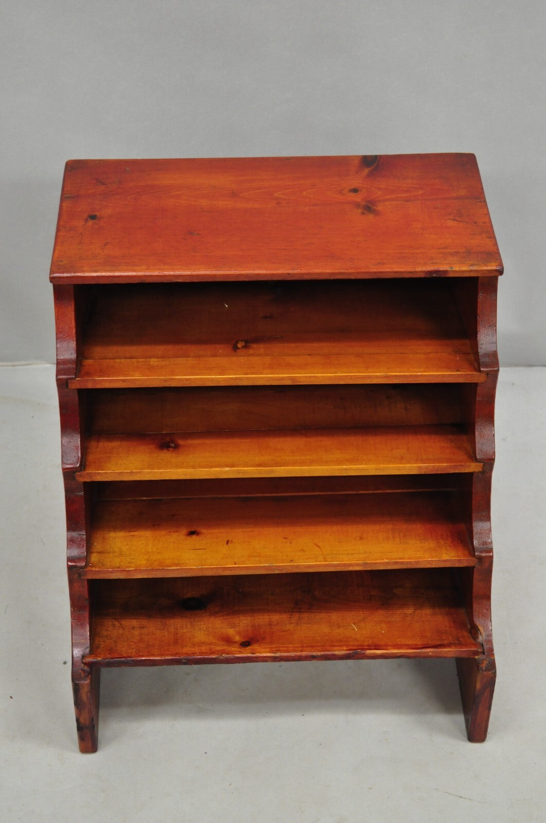Antique French Country Primitive Pine Wood Farmhouse Magazine Rack Book Stand