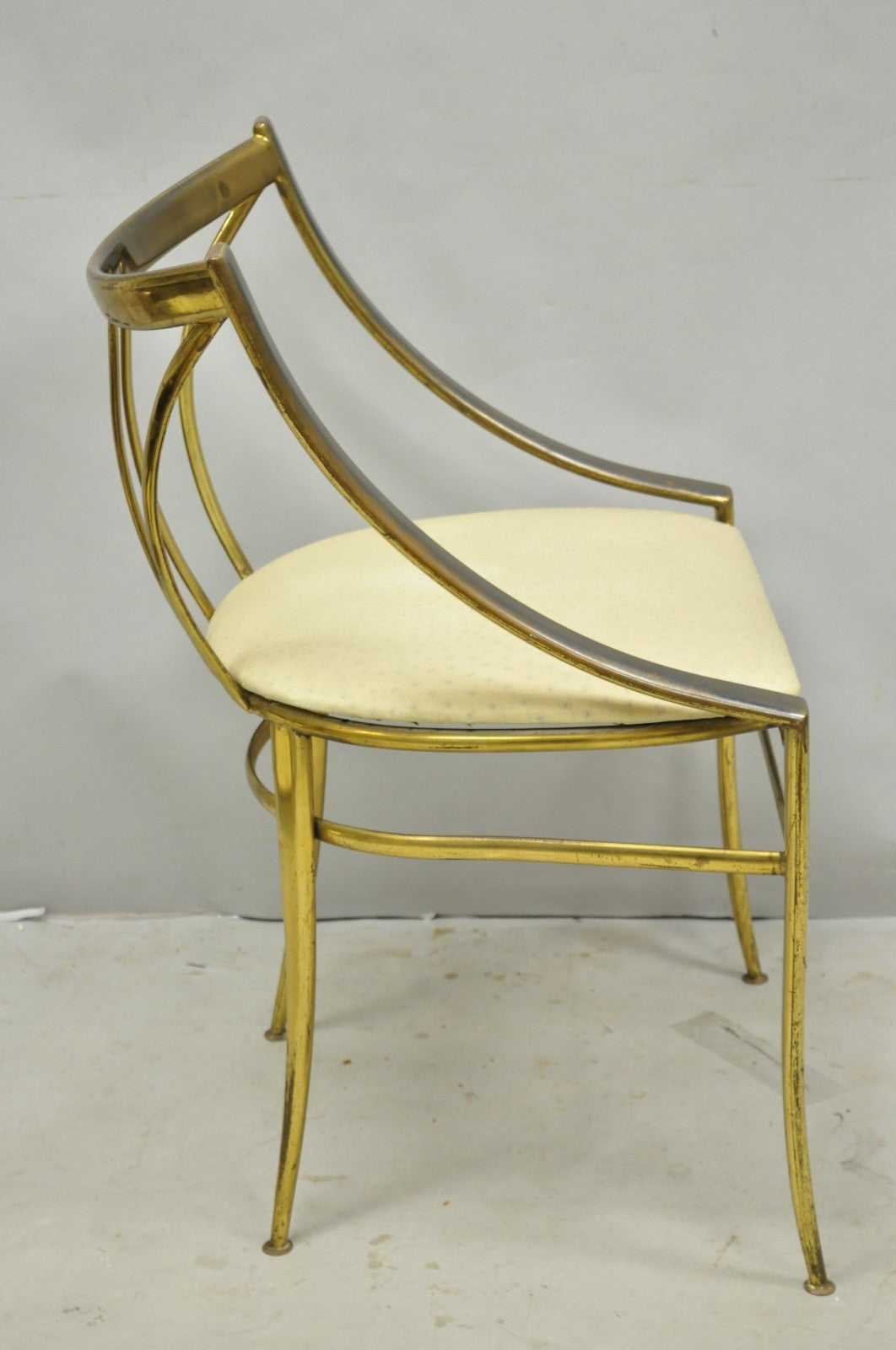 Vintage Italian Hollywood Regency Sculptural Brass Chiavari Style Accent Chair