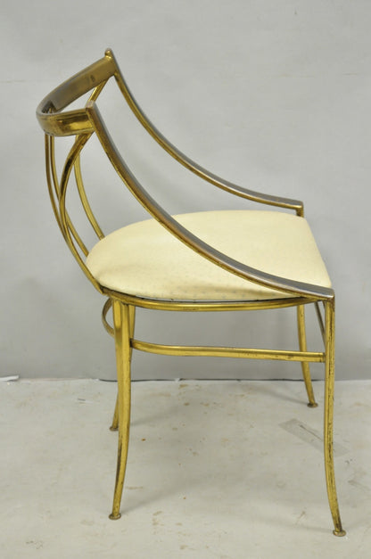 Vintage Italian Hollywood Regency Sculptural Brass Chiavari Style Accent Chair