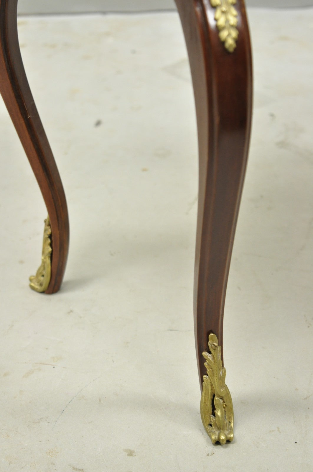 Vintage French Louis XV Style Mahogany Kidney Bean Side Table w/ Bronze Ormolu