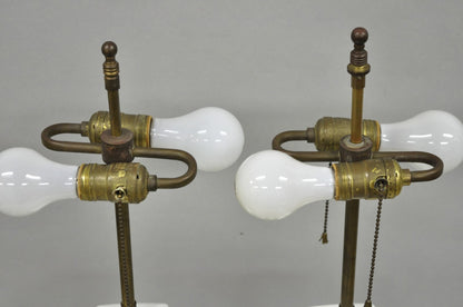 Porcelaine de Paris French Country Toile Porcelain Jardinierie Table Lamps Pair