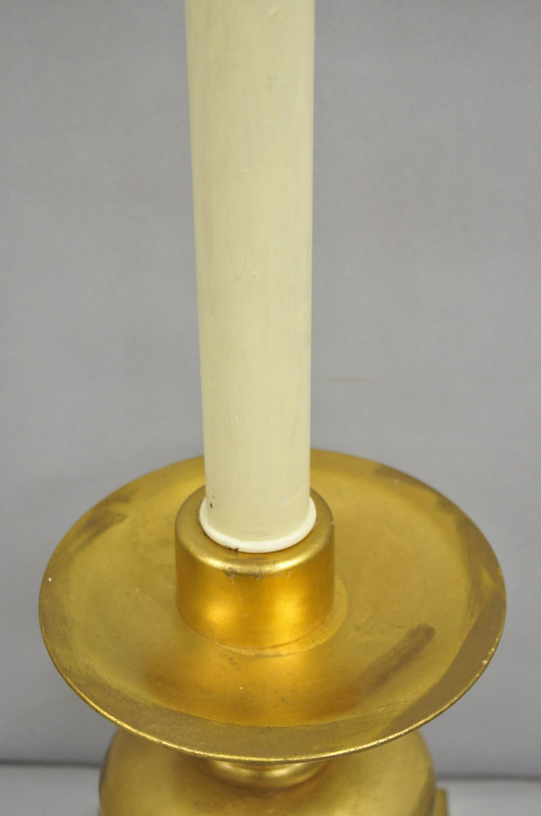 Vintage Italian Hollywood Regency Gold Giltwood Candlestick Table Lamp