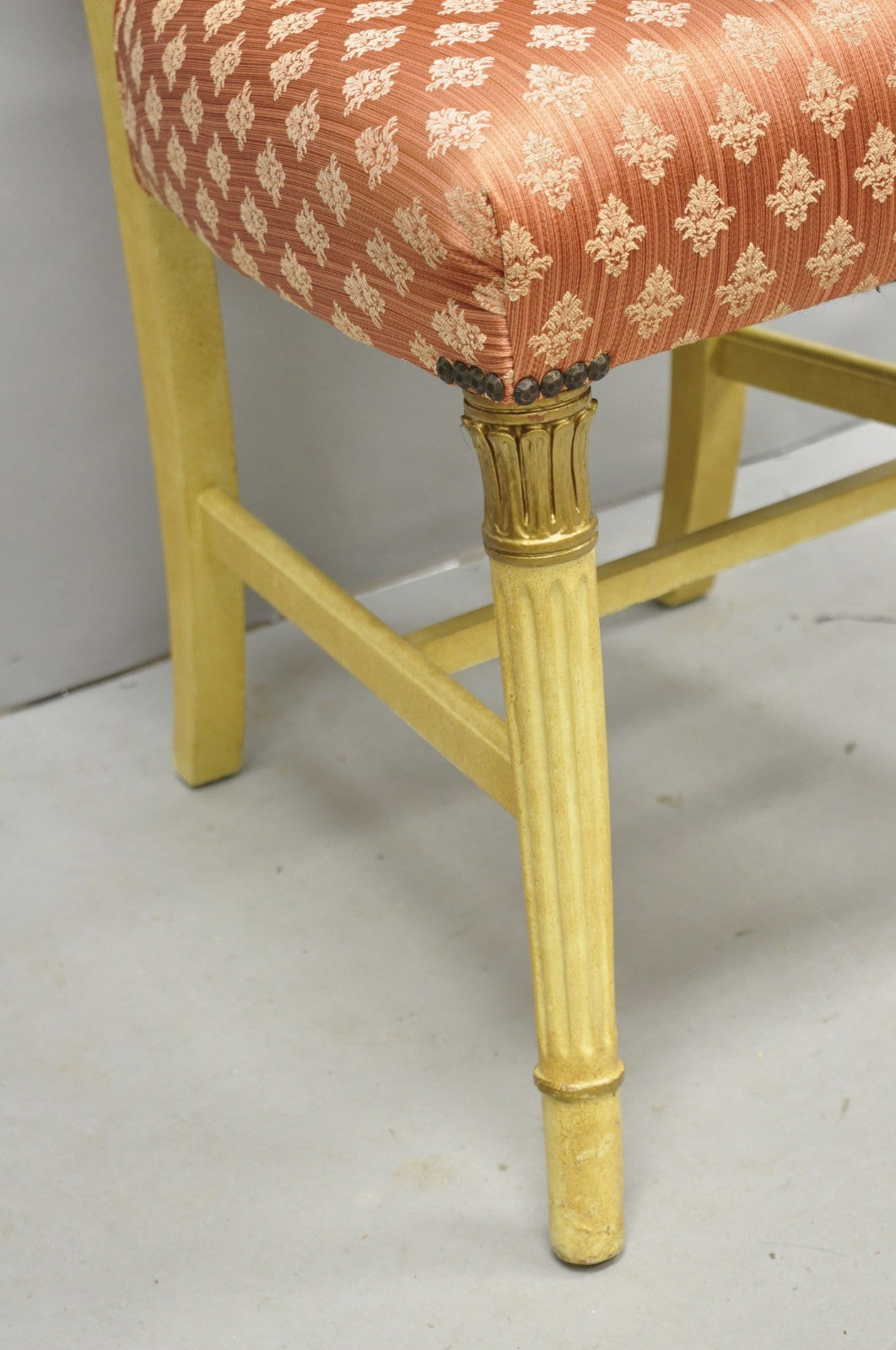 French Victorian Hollywood Regency Cream Paint Rose Carved Pink Side Chair