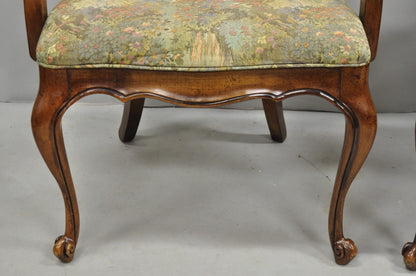 Vintage French Provincial Oval Balloon Back Upholstered Dining Chairs - Set of 8