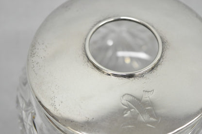 Antique Victorian Sterling Silver Crystal Glass Vanity Hair Receiver "N" Mono