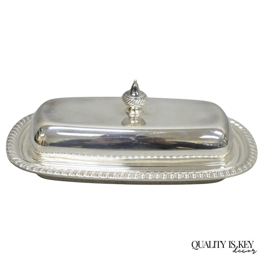 Vintage Oneida Silver Plated Covered Butter Dish w/ Glass Liner (B)