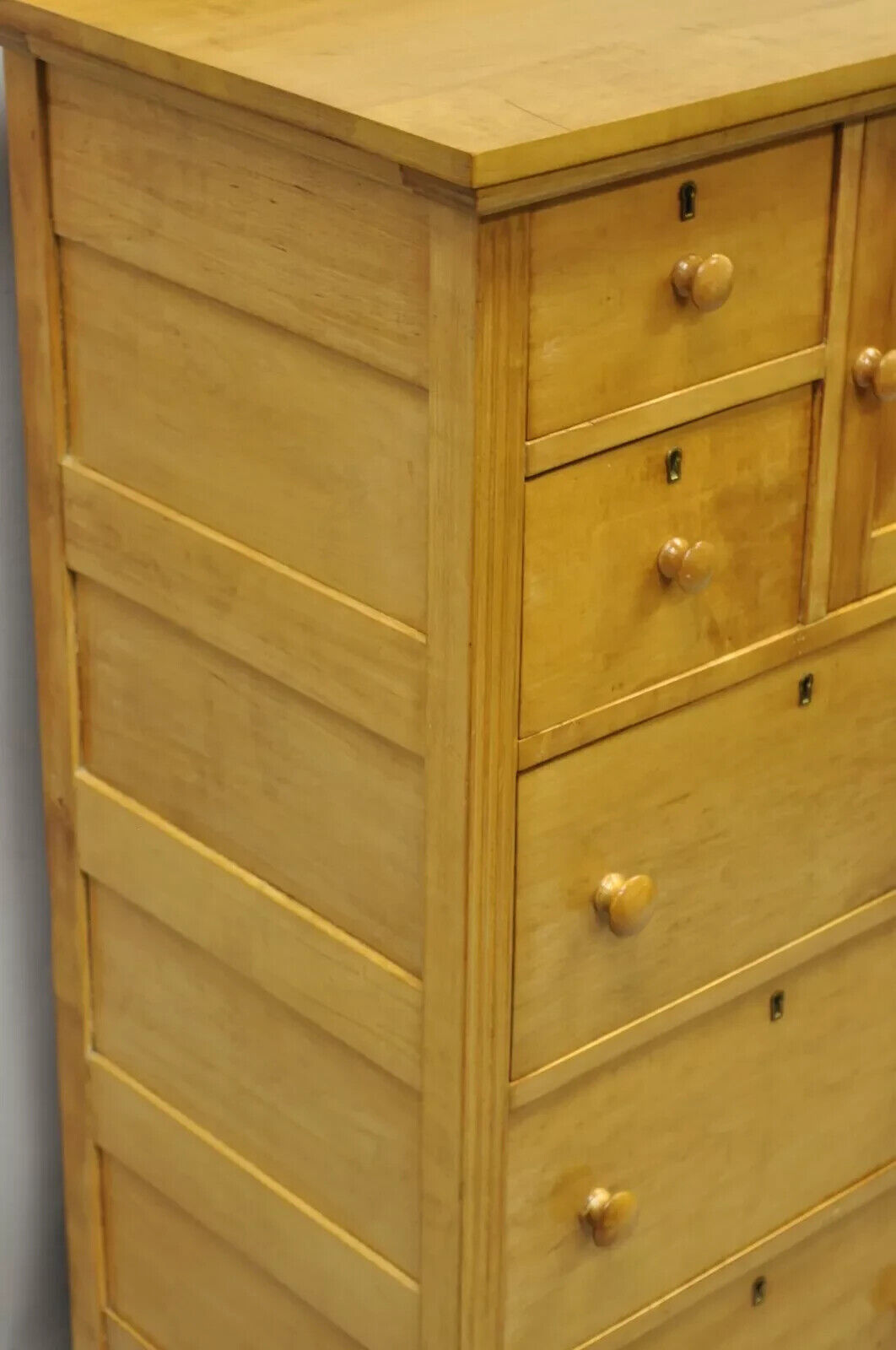 Antique Colonial Maple Wood Tall Lingerie Chest Washstand Bedroom Dresser