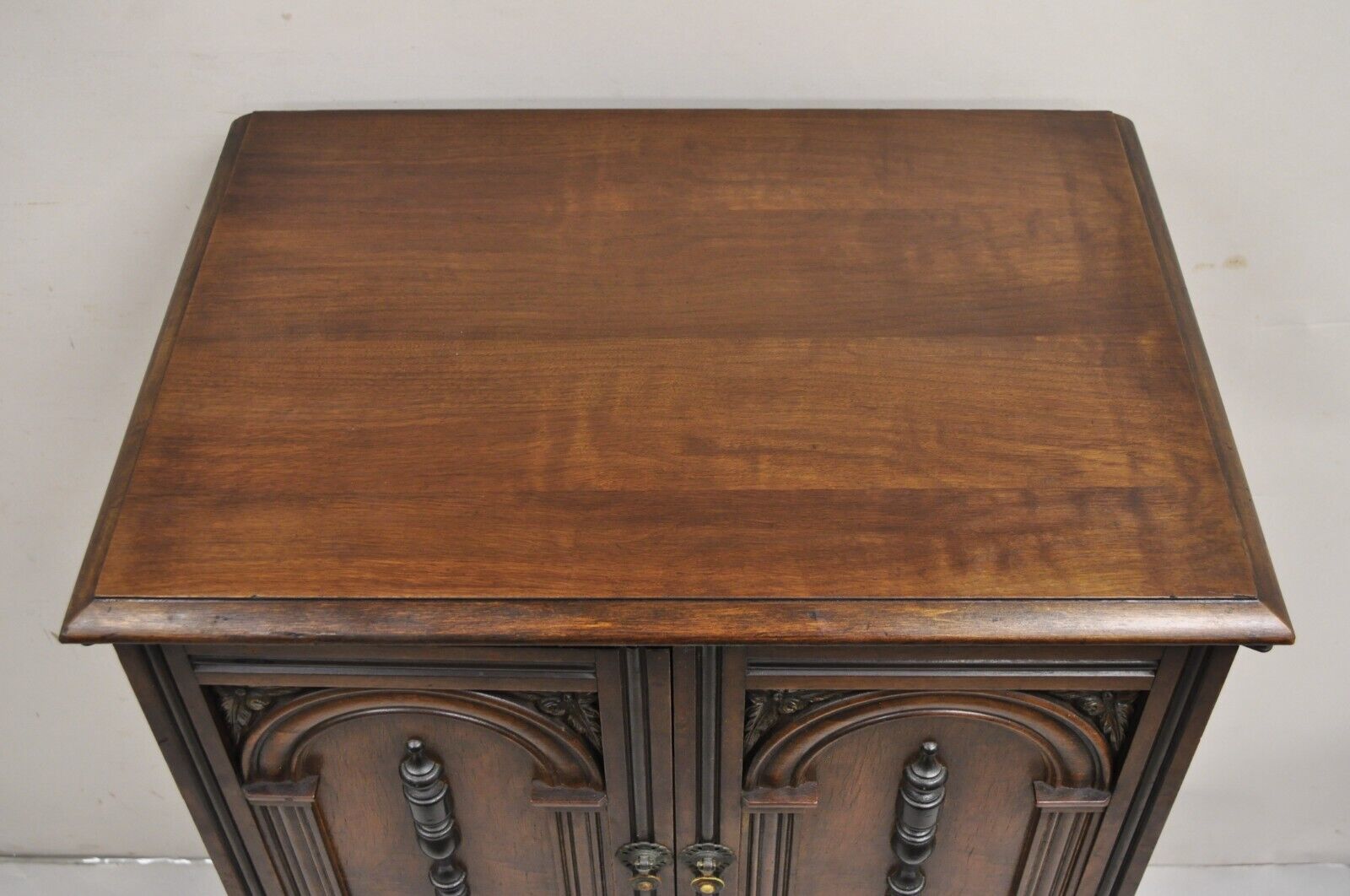Antique William and Mary Style Walnut Small Radio Cabinet by Radio Art Cabinets
