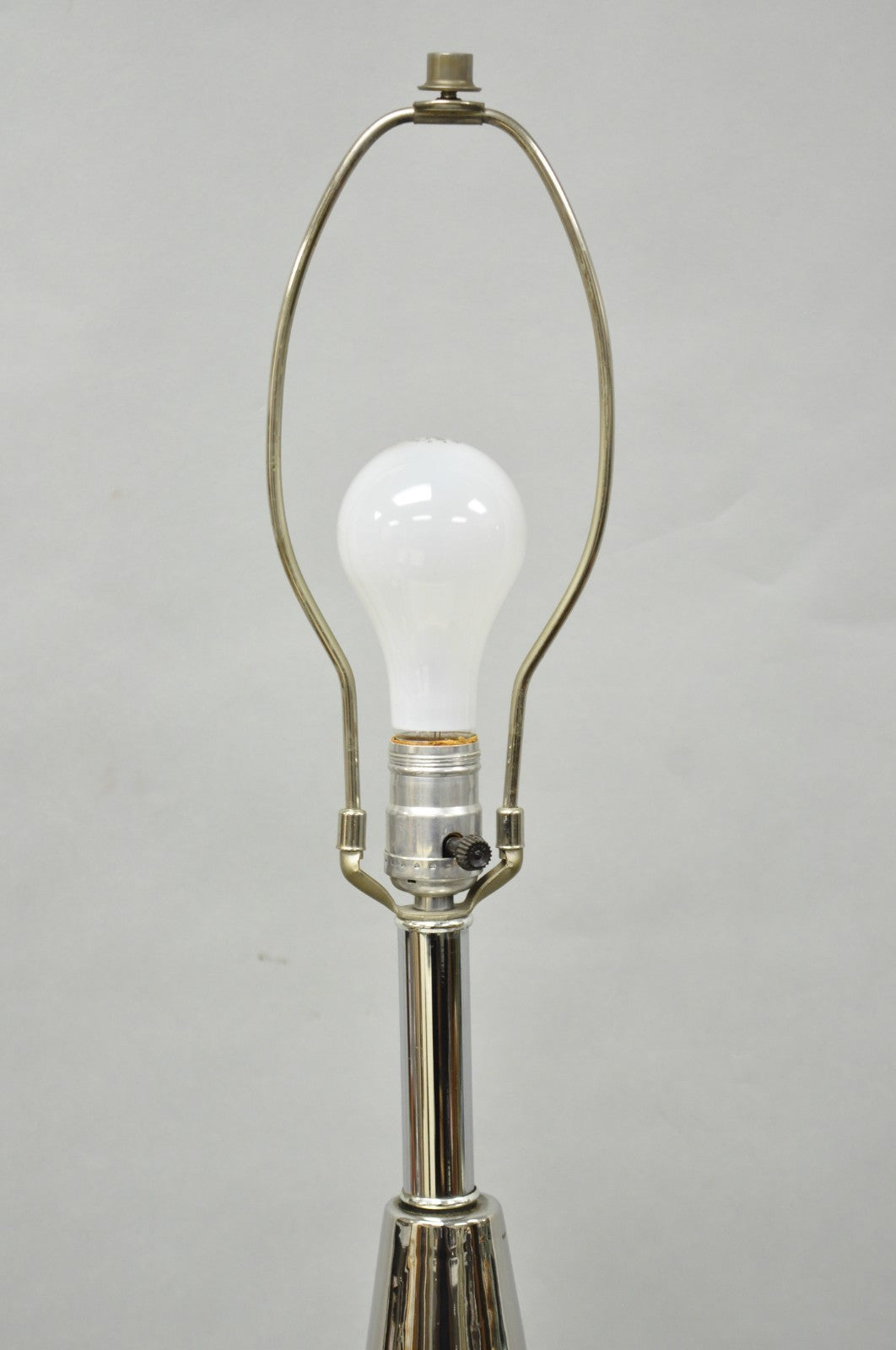 Vintage Italian Mid Century Modern Tall Sculptural Silver Ceramic Table Lamp