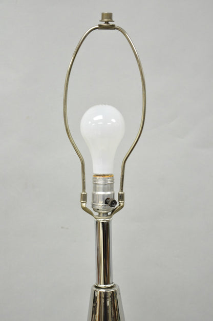 Vintage Italian Mid Century Modern Tall Sculptural Silver Ceramic Table Lamp